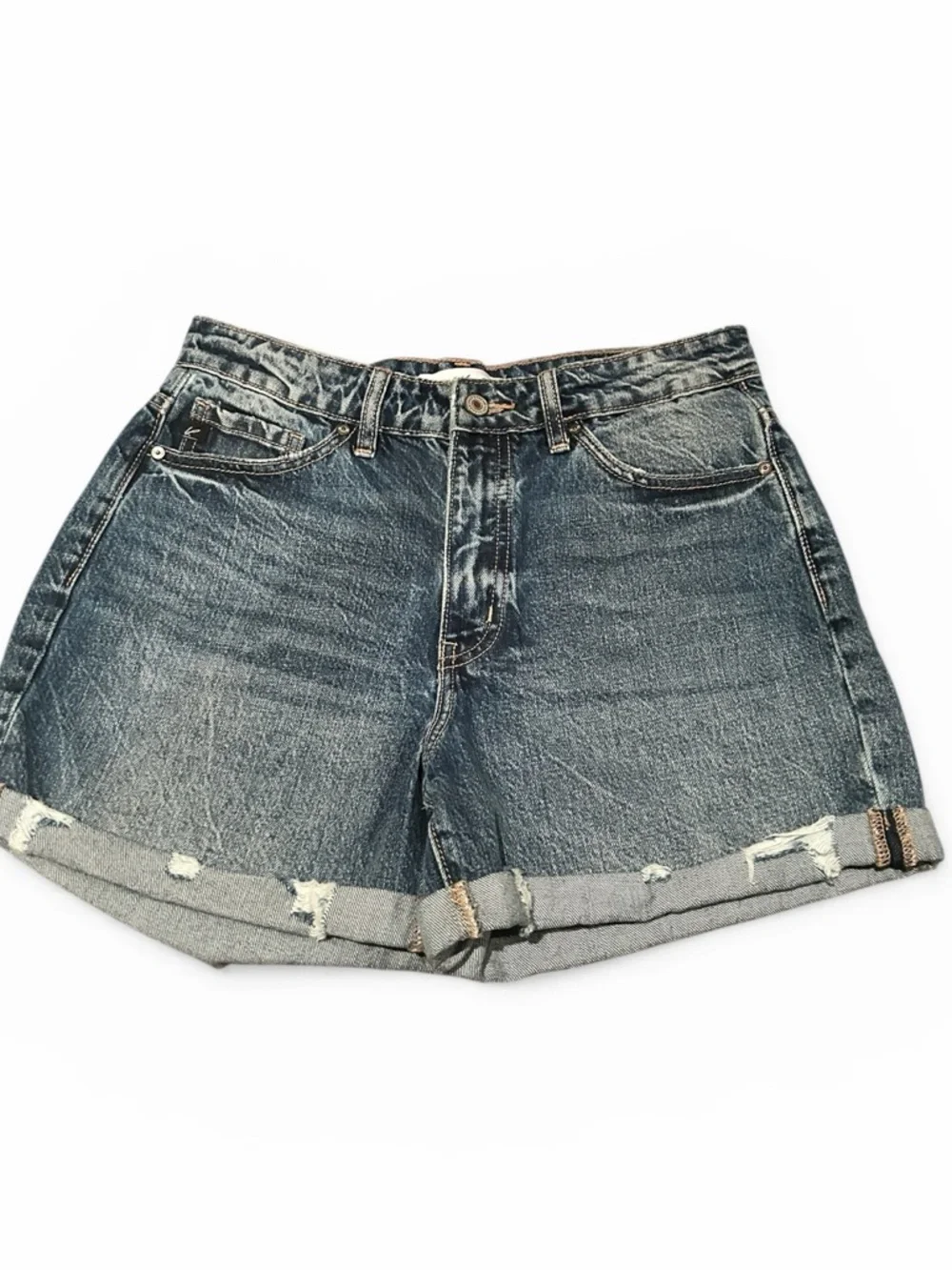 KanCan High Rise Roll Cuff Denim Shorts 7/27 - Picture 2 of 9